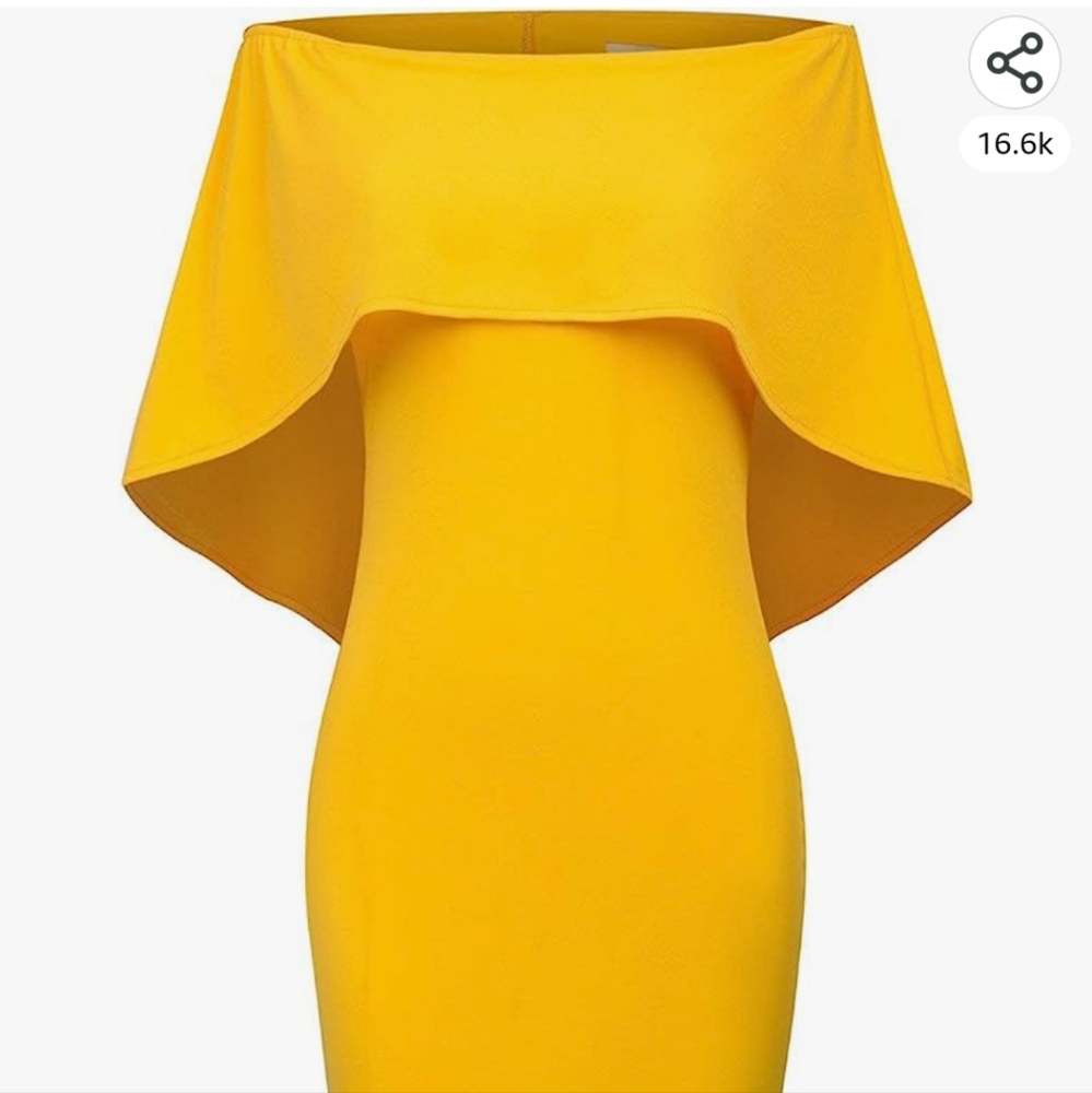Yellow Off Shoulder Batwing Bodycon Dress Size Medium